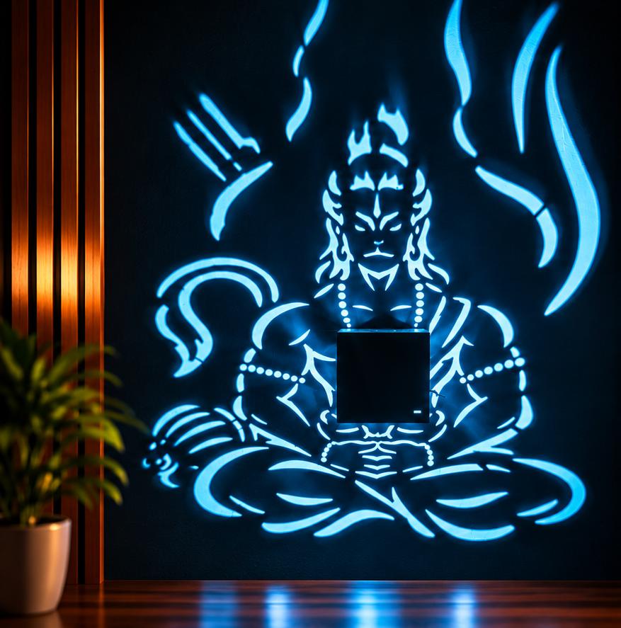 Meditating Hanuman Shadow Projection Lamp – Divine Wall Light
