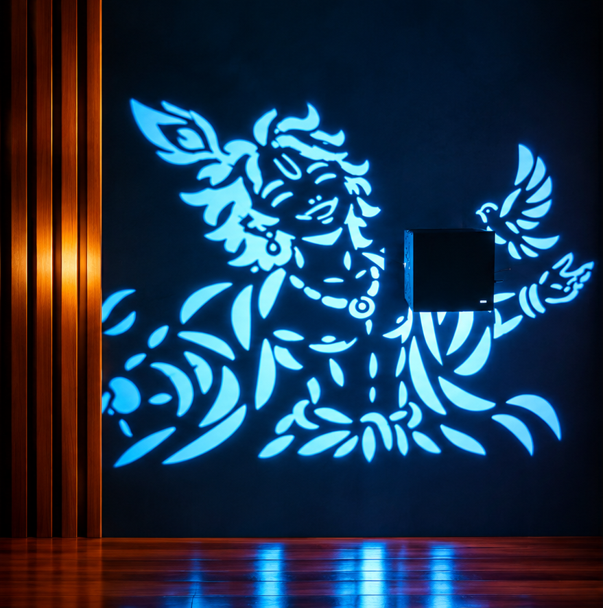 Lord Krishna Shadow Projection Lamp – Divine Wall Light