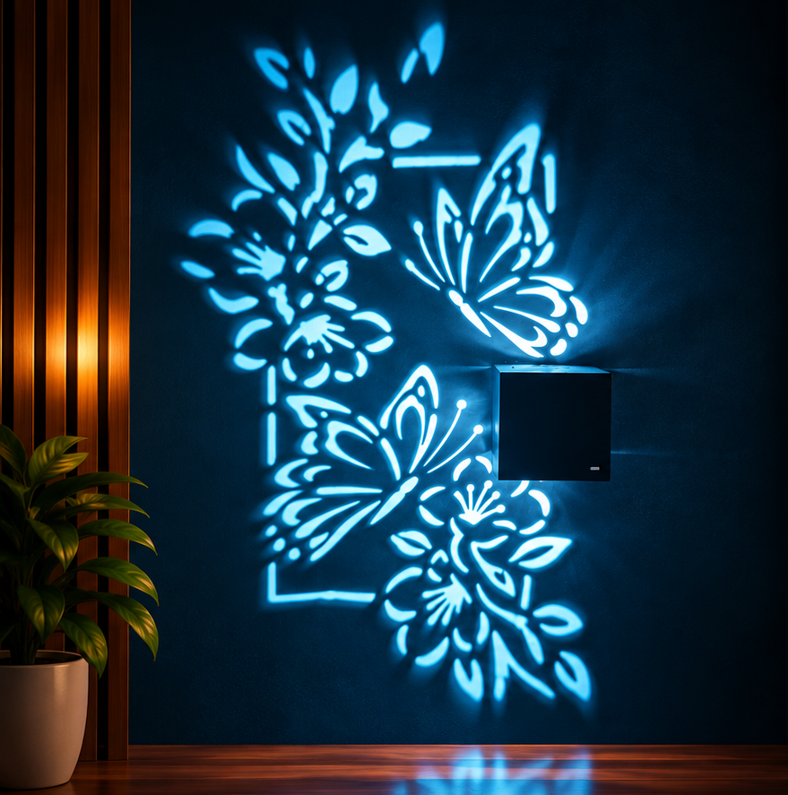 Floral & Butterfly Shadow Projection Lamp – Nature Wall Light