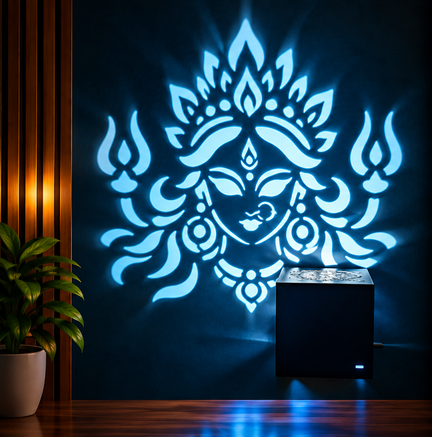 Goddess Durga Shadow Projection Lamp – Divine Wall Light